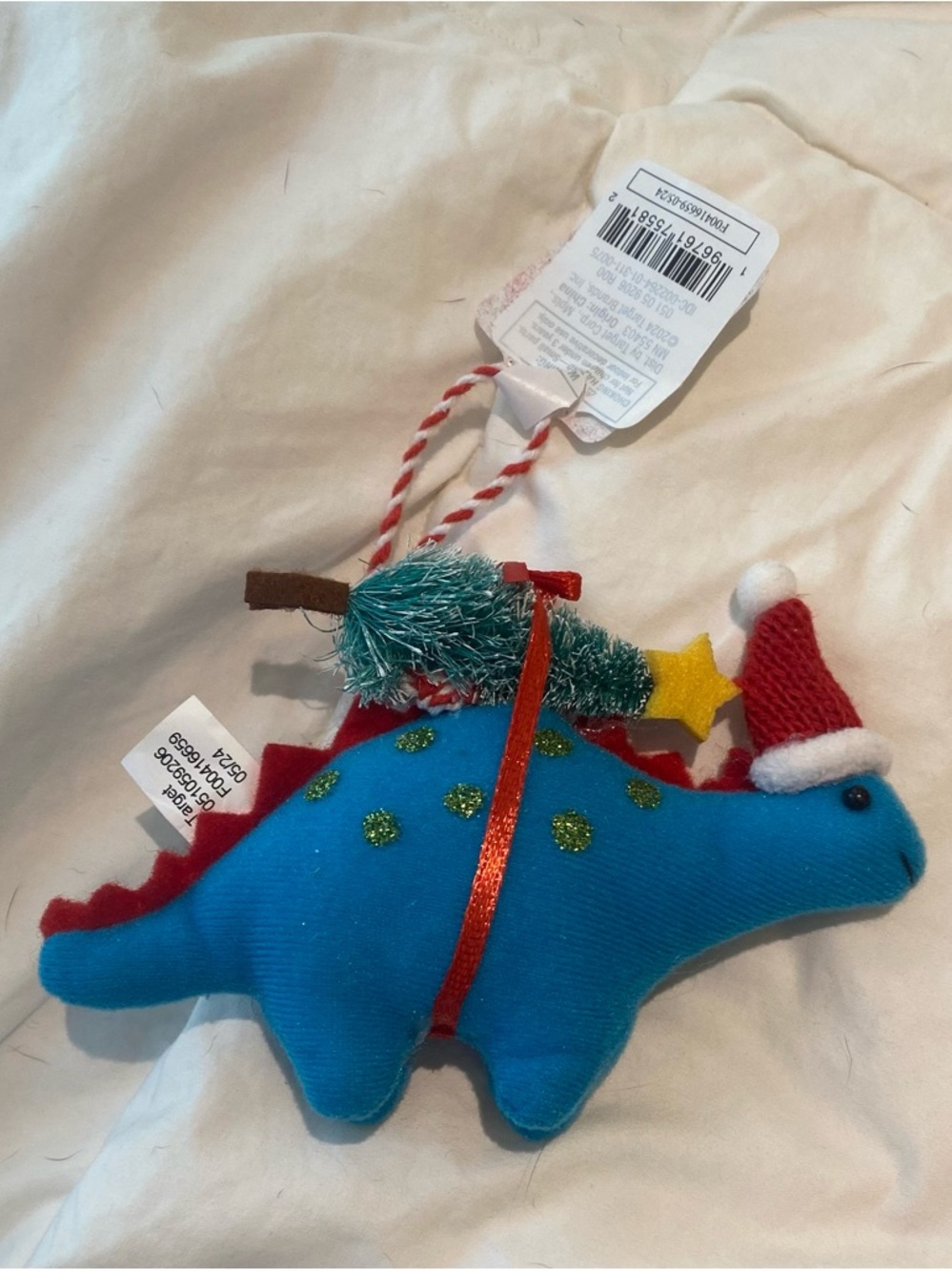 Wondershop Blue Dinosaur Christmas Ornament Santa Hat Tree - set of 4
